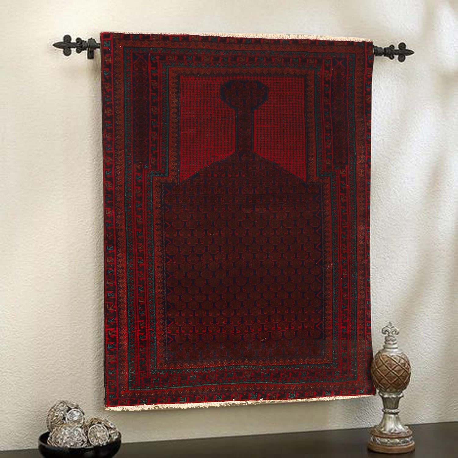 Baluchi Rug Handmade Red Prayer Design 3x5 ft