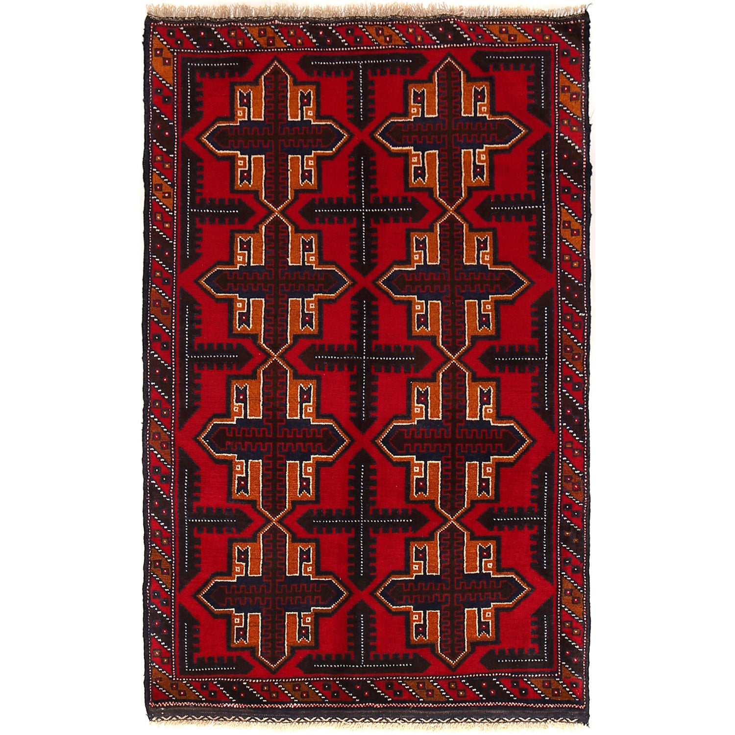 Baluchi Rug Handmade Multi Geometric 3x5 ft