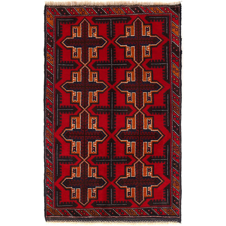 Baluchi Rug Handmade Multi Geometric 3x5 ft