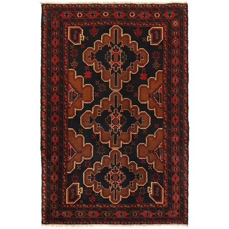 Baluchi Rug Handmade Multi Geometric 4x6 ft