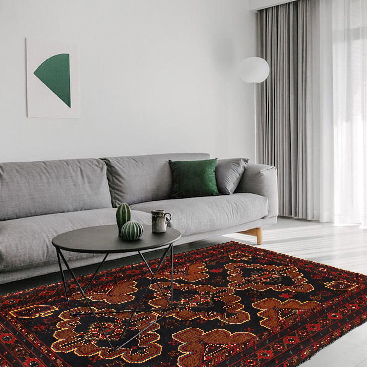 Baluchi Rug Handmade Multi Geometric 4x6 ft