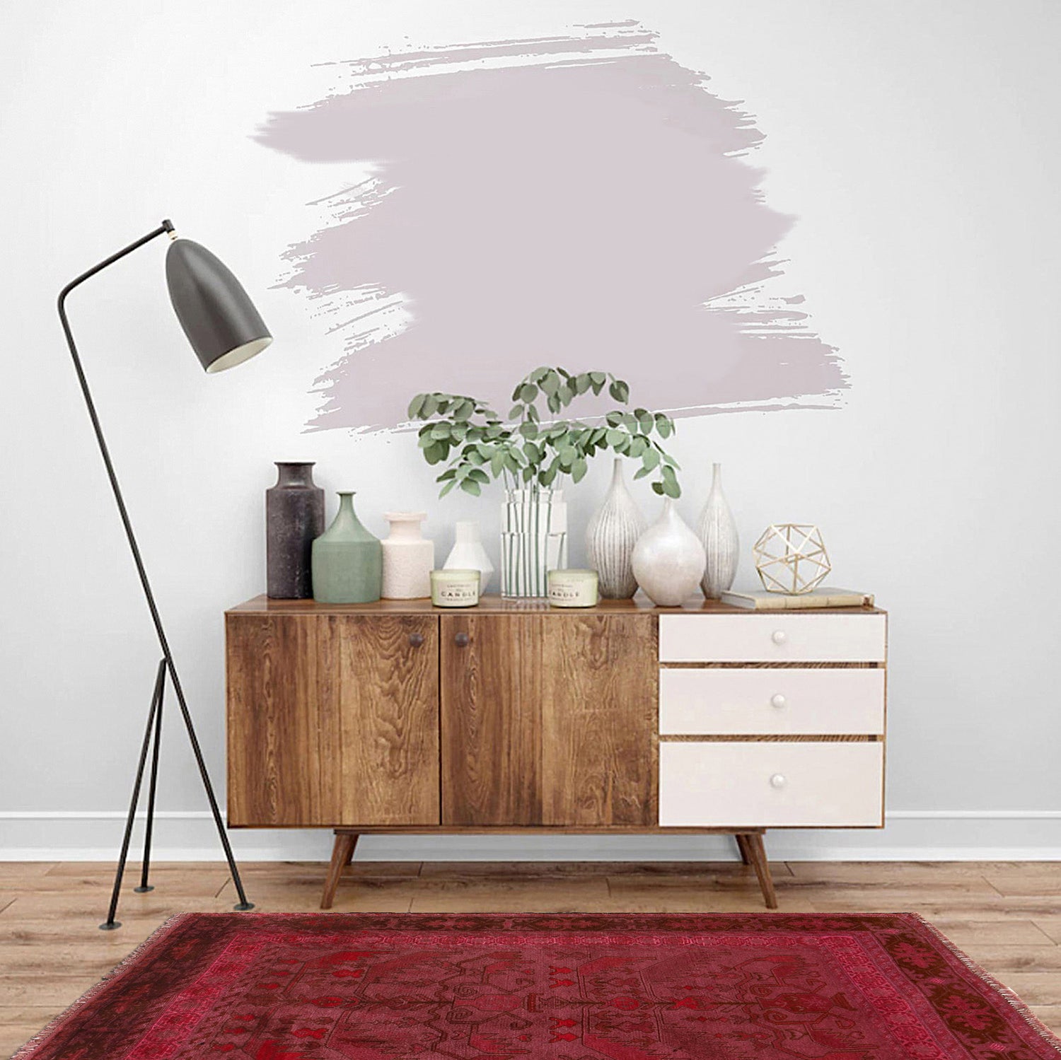 Overdyed Area Rug Handmade Pink Geometric 3x5 ft