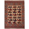 War Area Rug Handmade Brown Tank + Helicopter 4x6 ft
