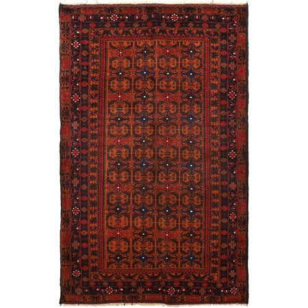 Baluchi Rug Handmade Multi Geometric 4x6 ft