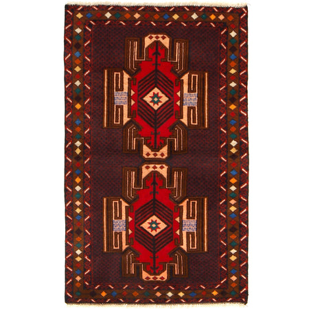 Baluchi Rug Handmade Multi Geometric 3x5 ft