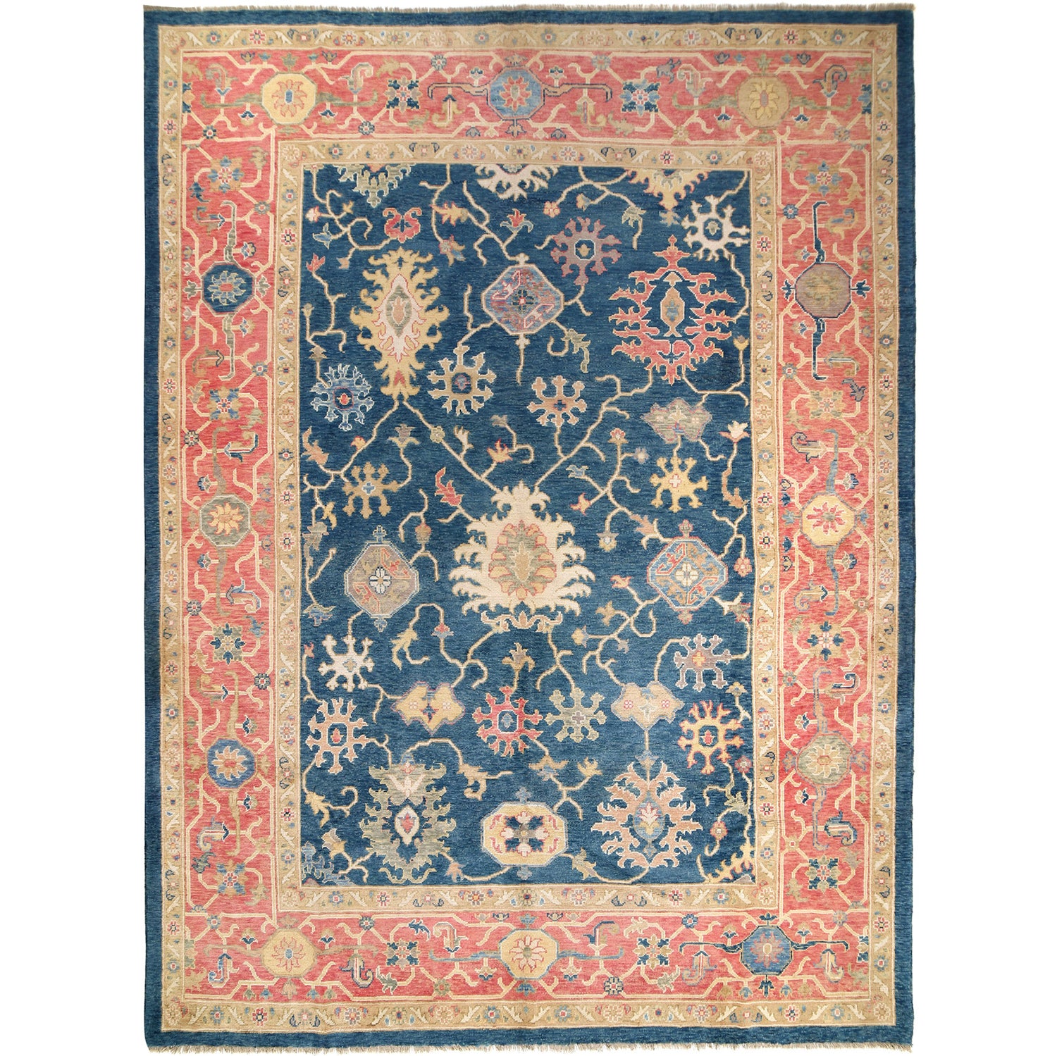 Ziegler Area Rug Handmade Deep Teal Blue Floral 10x13 ft