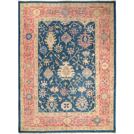 Ziegler Area Rug Handmade Deep Teal Blue Floral 10x13 ft