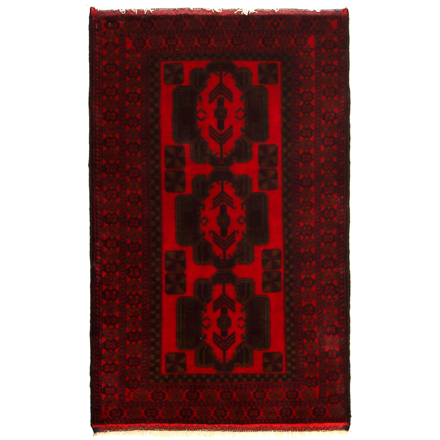Baluchi Rug Handmade Multi Geometric 3x5 ft