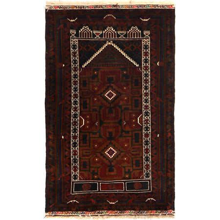 Baluchi Rug Handmade Multi Prayer Design 3x5 ft