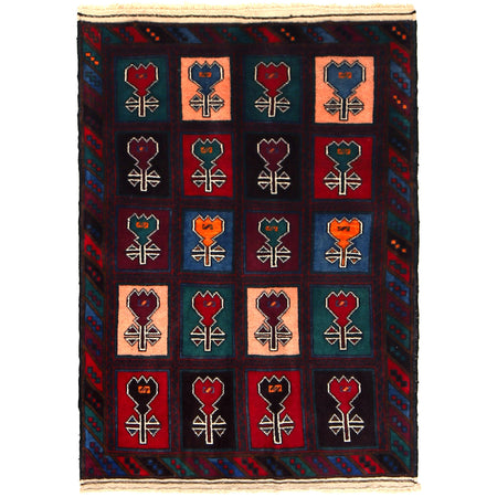 Baluchi Rug Handmade Multi Geometric 3x5 ft