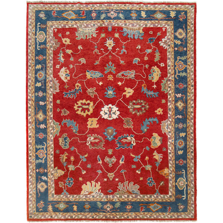 Oushak Area Rug Handmade Firebrick Floral 9x12 ft