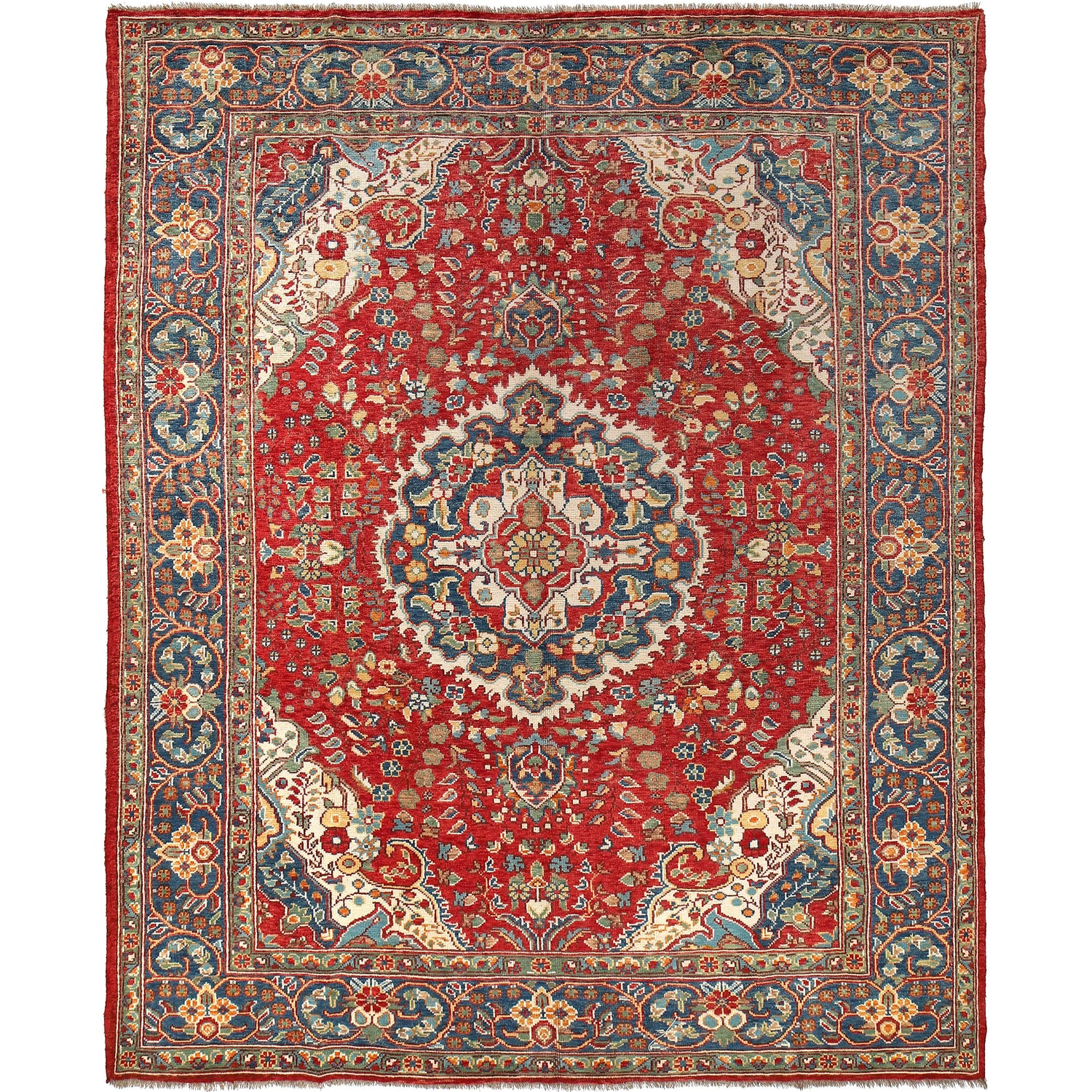 Heriz Area Rug Handmade Red Medallion 8x10 ft