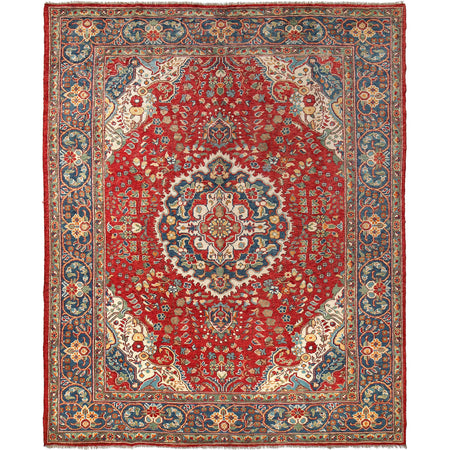 Heriz Area Rug Handmade Red Medallion 8x10 ft