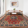 Heriz Area Rug Handmade Red Medallion 7x10 ft