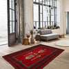 Baluchi Rug Handmade Red Geometric 3x5 ft