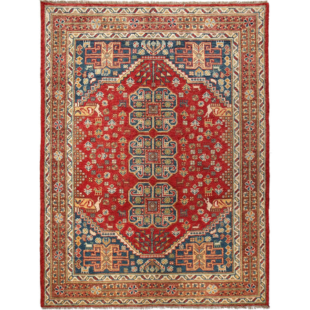 Shirazi Area Rug Handmade Red Medallion 5x8 ft