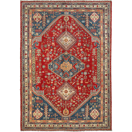 Shirazi Area Rug Handmade Red Medallion 7x10 ft