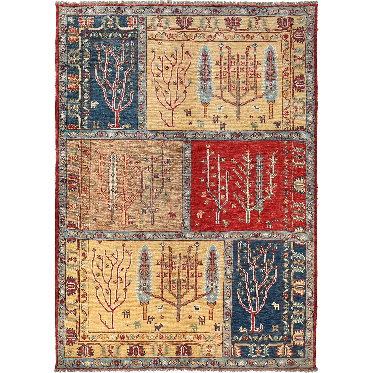 Tree Of Life Area Rug Handmade Multi Floral 5x8 ft