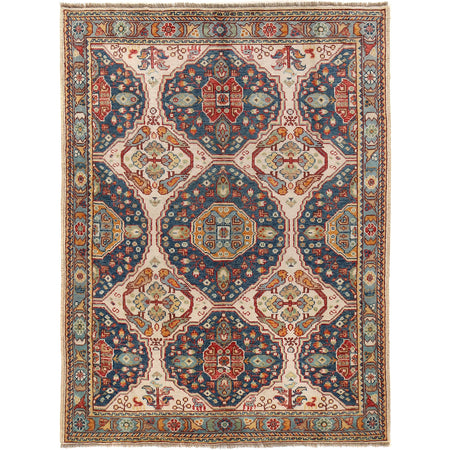 Patnoos Gul Area Rug Handmade Ivory Floral 5x8 ft