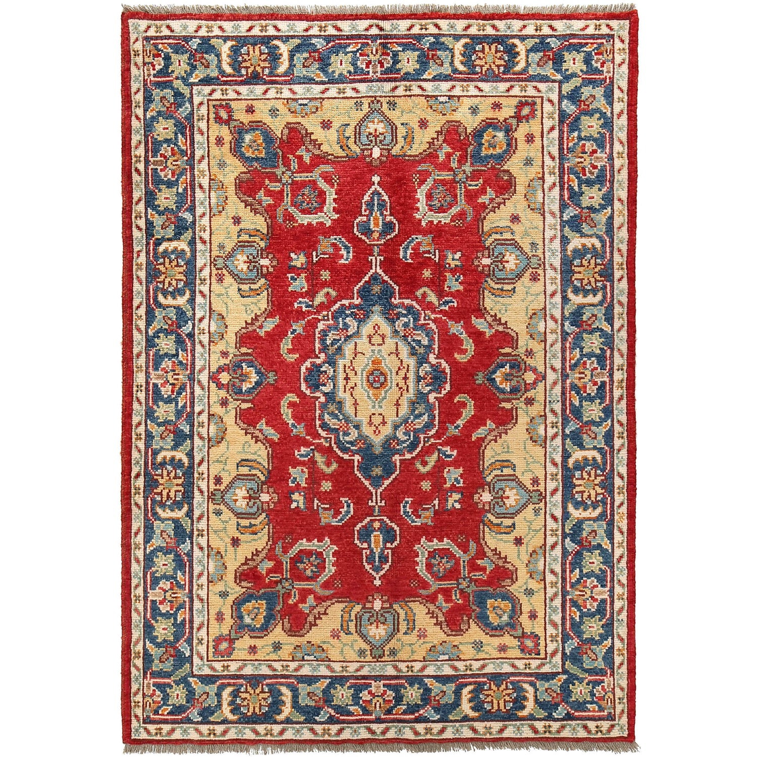 Heriz Area Rug Handmade Red Medallion 4x6 ft