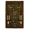 War Area Rug Handmade Green Rifle + Helicopter 2 x 3 ft