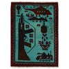 War Area Rug Handmade Blue Rifle + Tank 2 x 3 ft