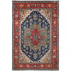 Heriz Area Rug Handmade Blue Medallion 7x10 ft