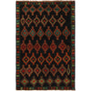 Baluchi Rug Handmade Black Floral 4x6 ft