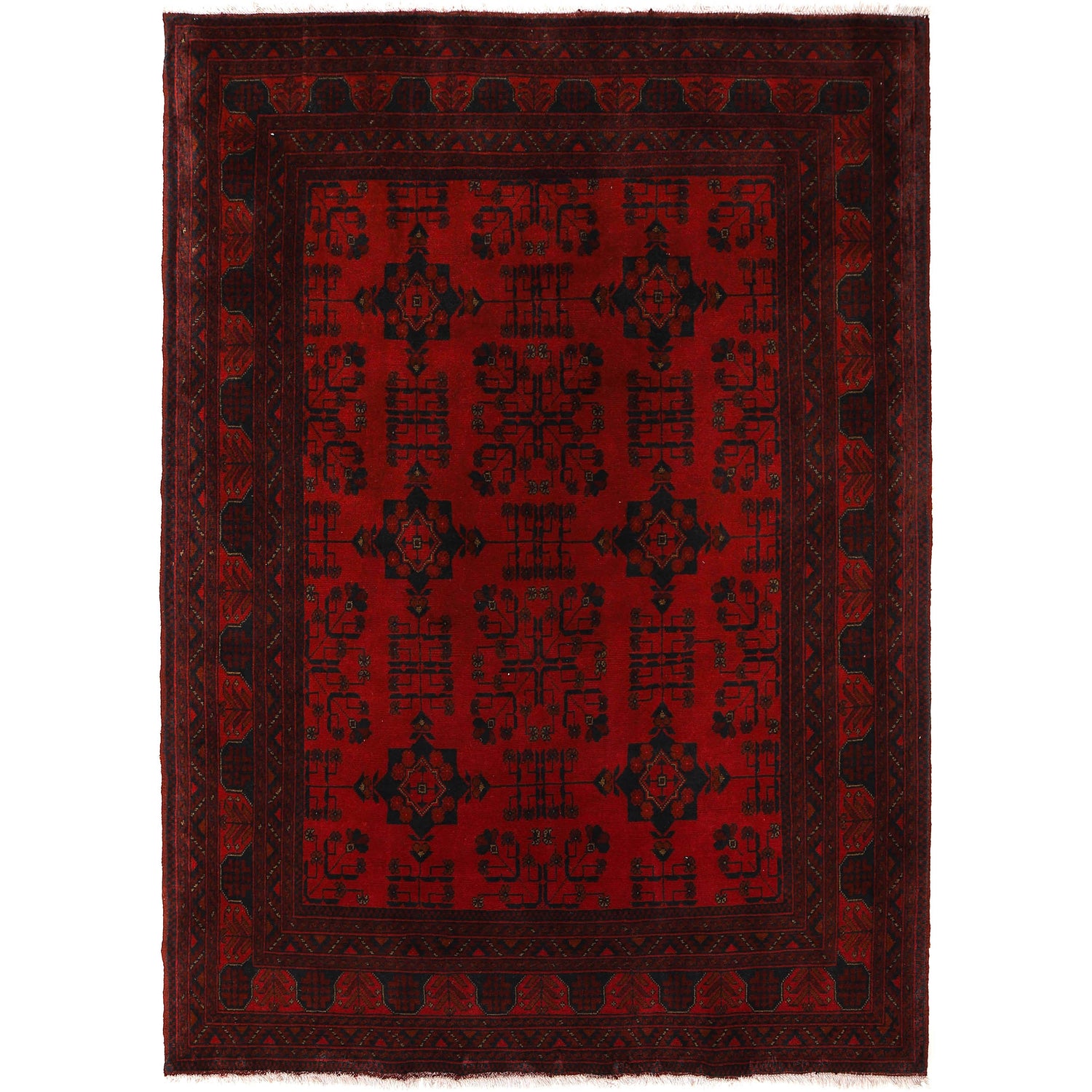 Khal Mohammadi Rug Handmade Red 4x7 ft