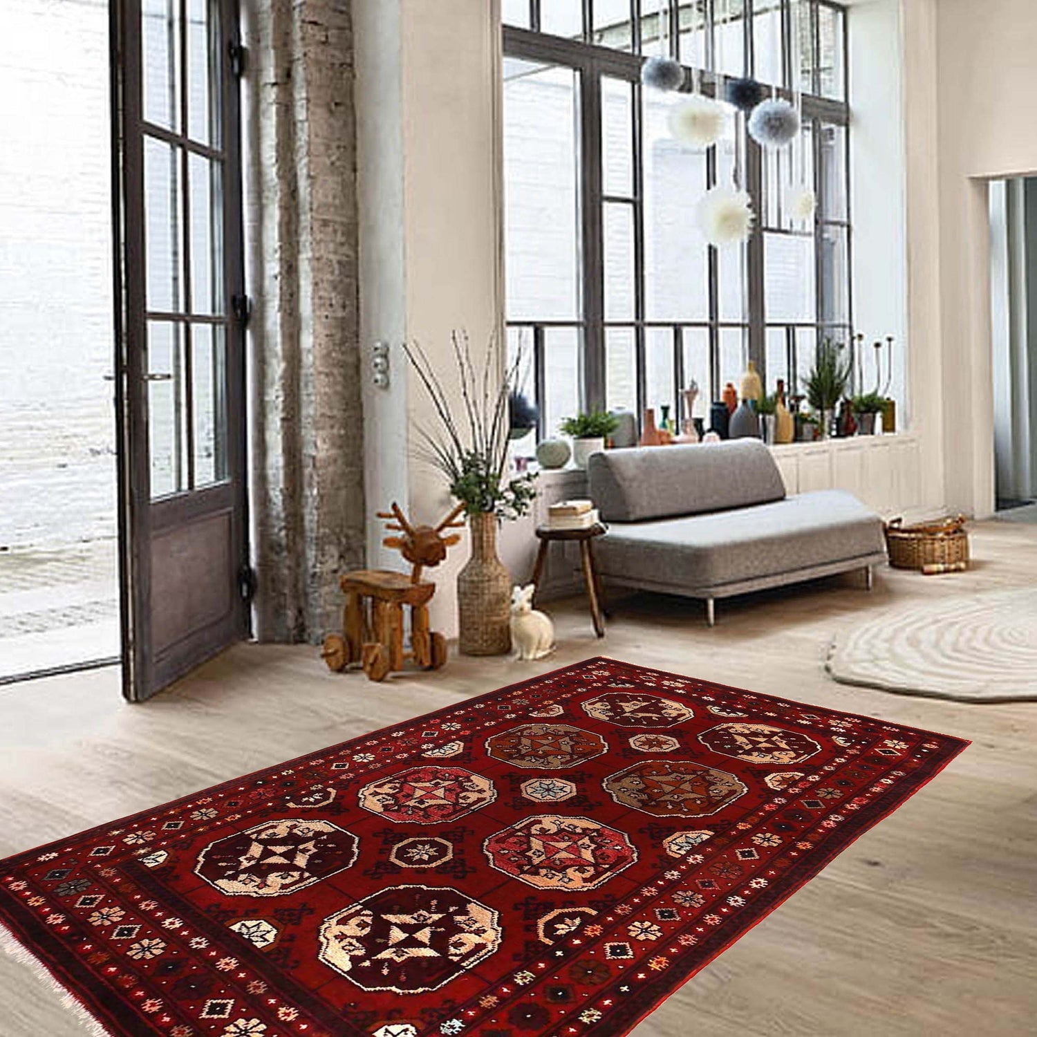 Khal Mohammadi Rug Handmade Red 3x5 ft