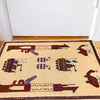 War Area Rug Handmade Ivory Rifle + Helicopter 2 x 3 ft