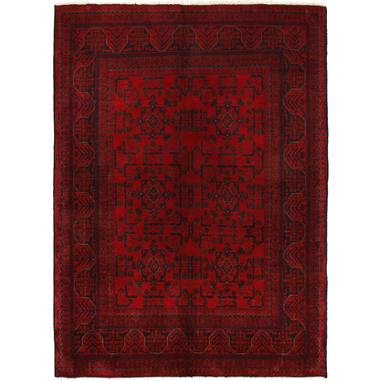 Khal Mohammadi Rug Handmade Red 4x7 ft