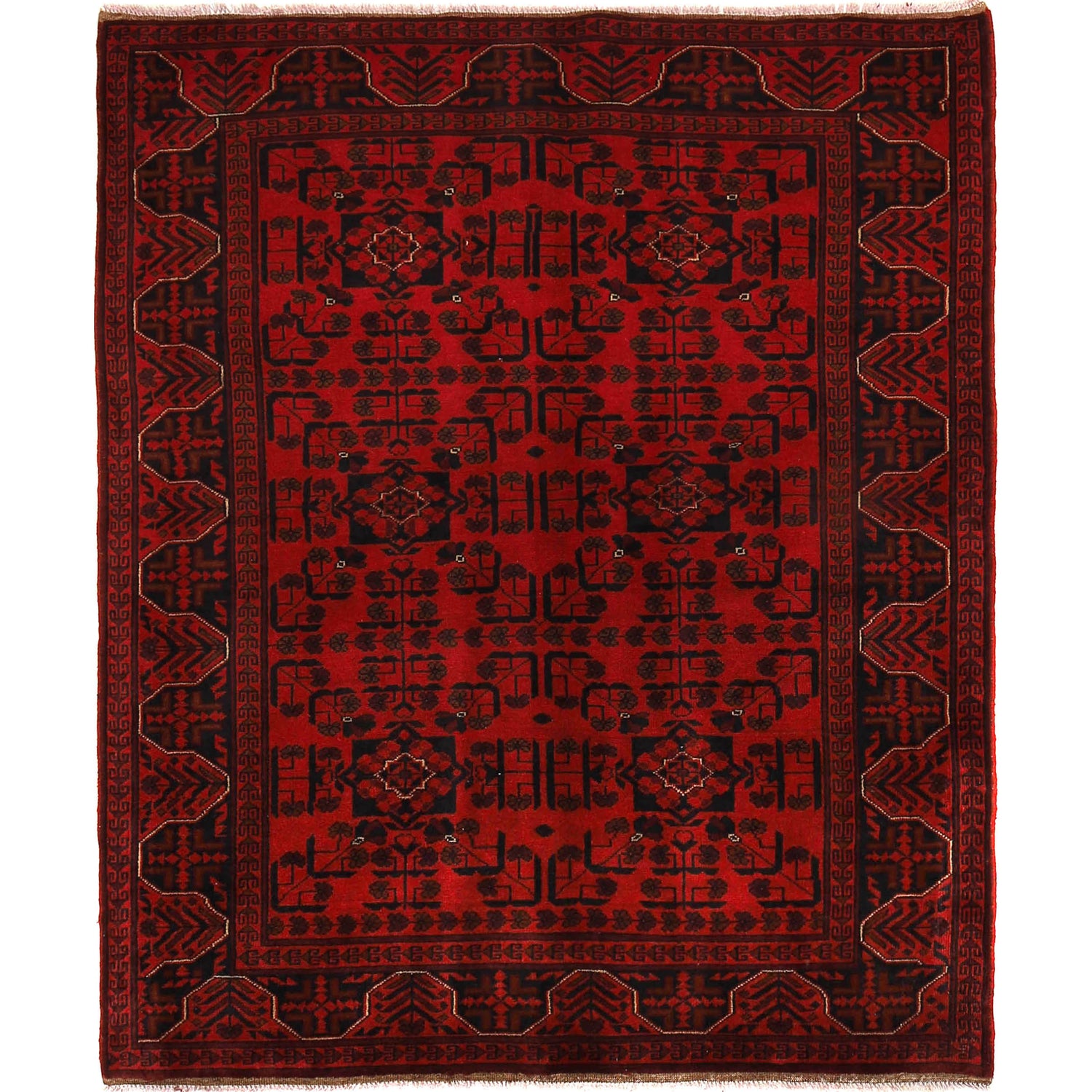 Khal Mohammadi Rug Handmade Red 4x7 ft