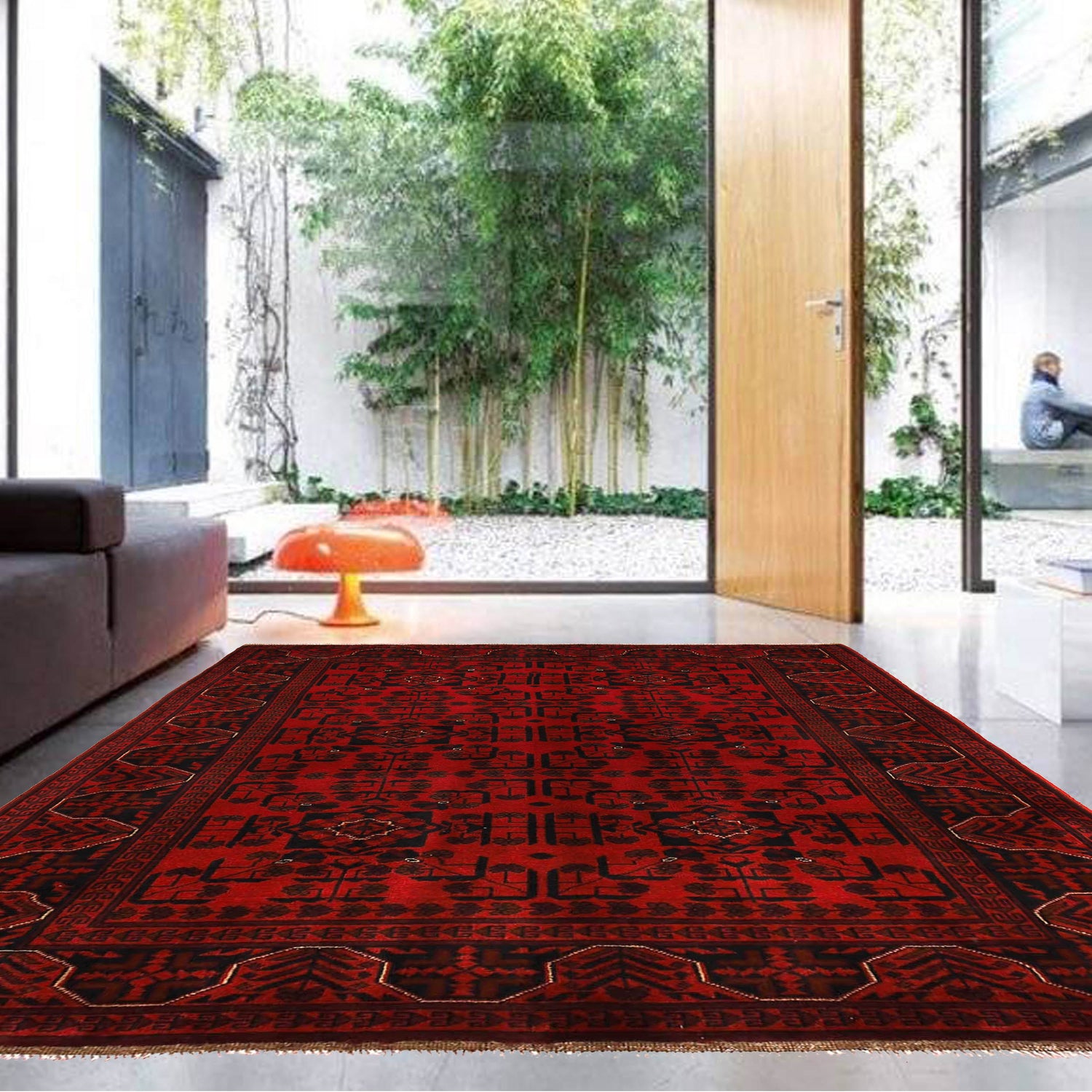 Khal Mohammadi Rug Handmade Red 4x7 ft