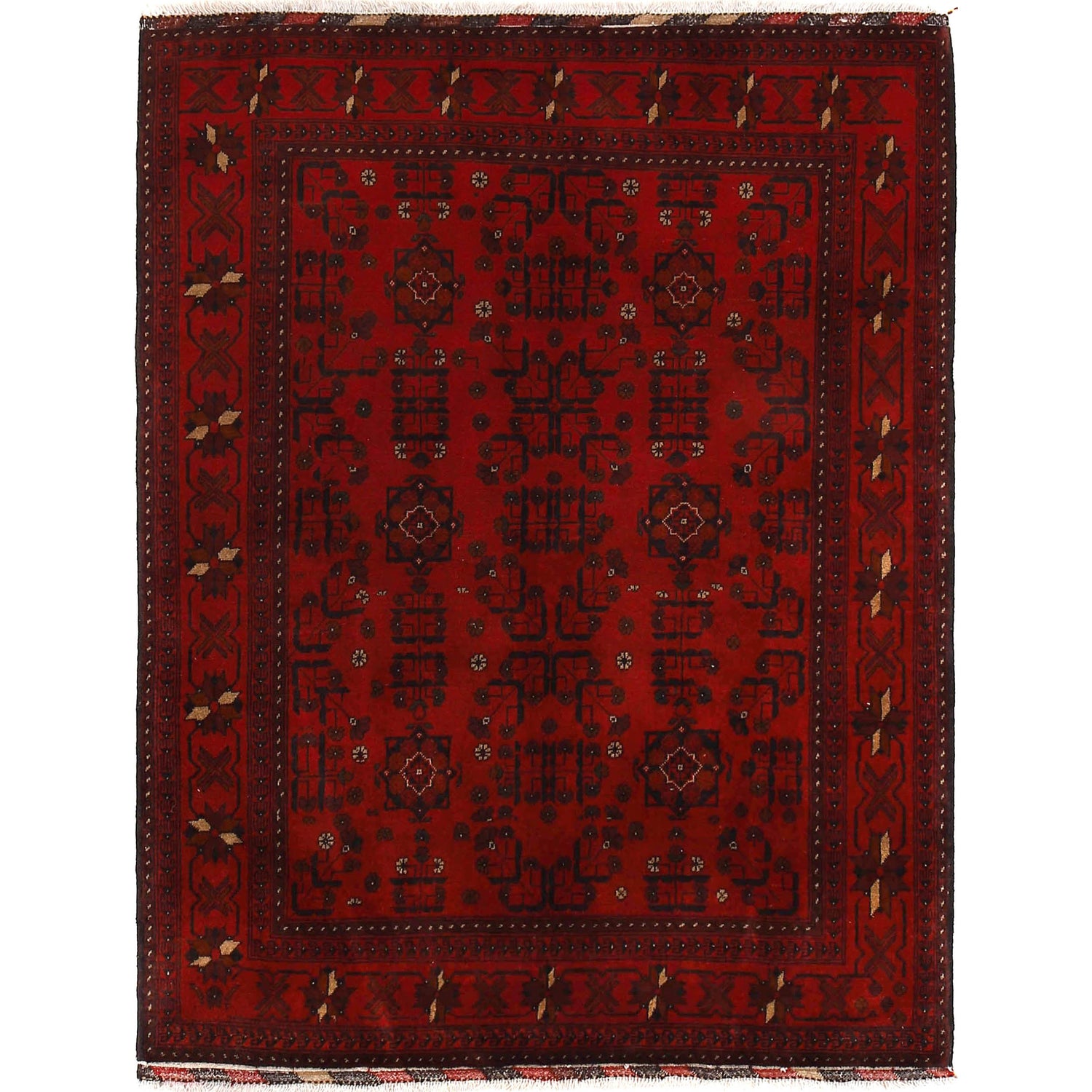 Khal Mohammadi Rug Handmade Red 4x7 ft