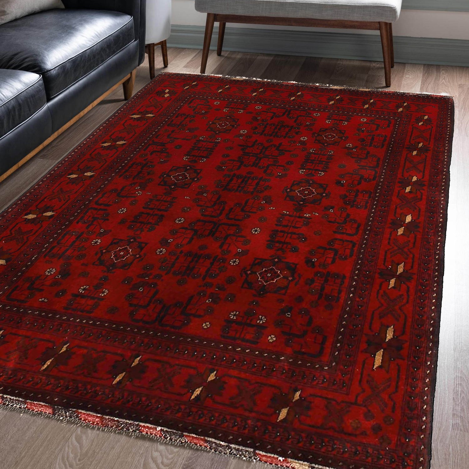 Khal Mohammadi Rug Handmade Red 4x7 ft