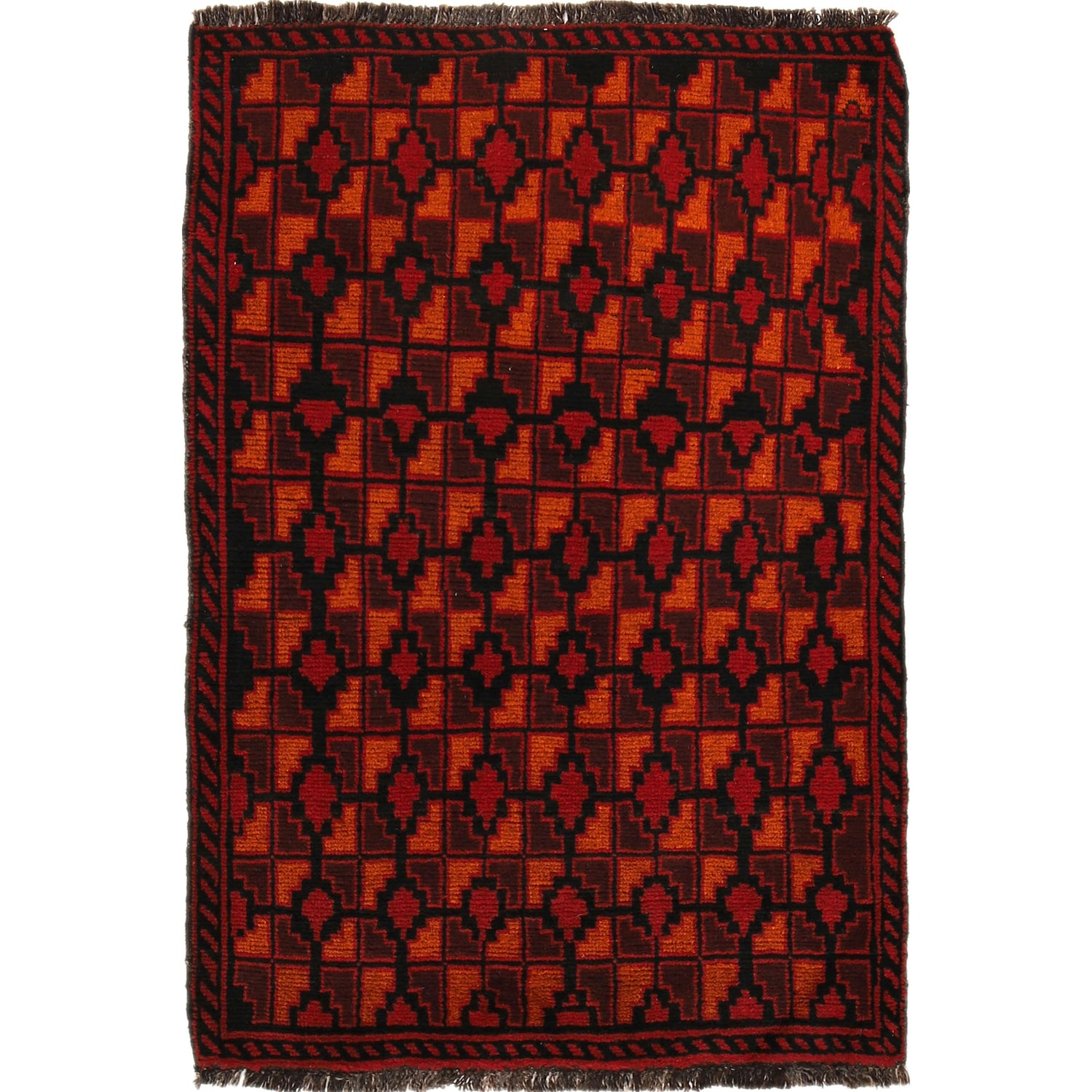 Baluchi Rug Handmade Multi Geometric 3x5 ft
