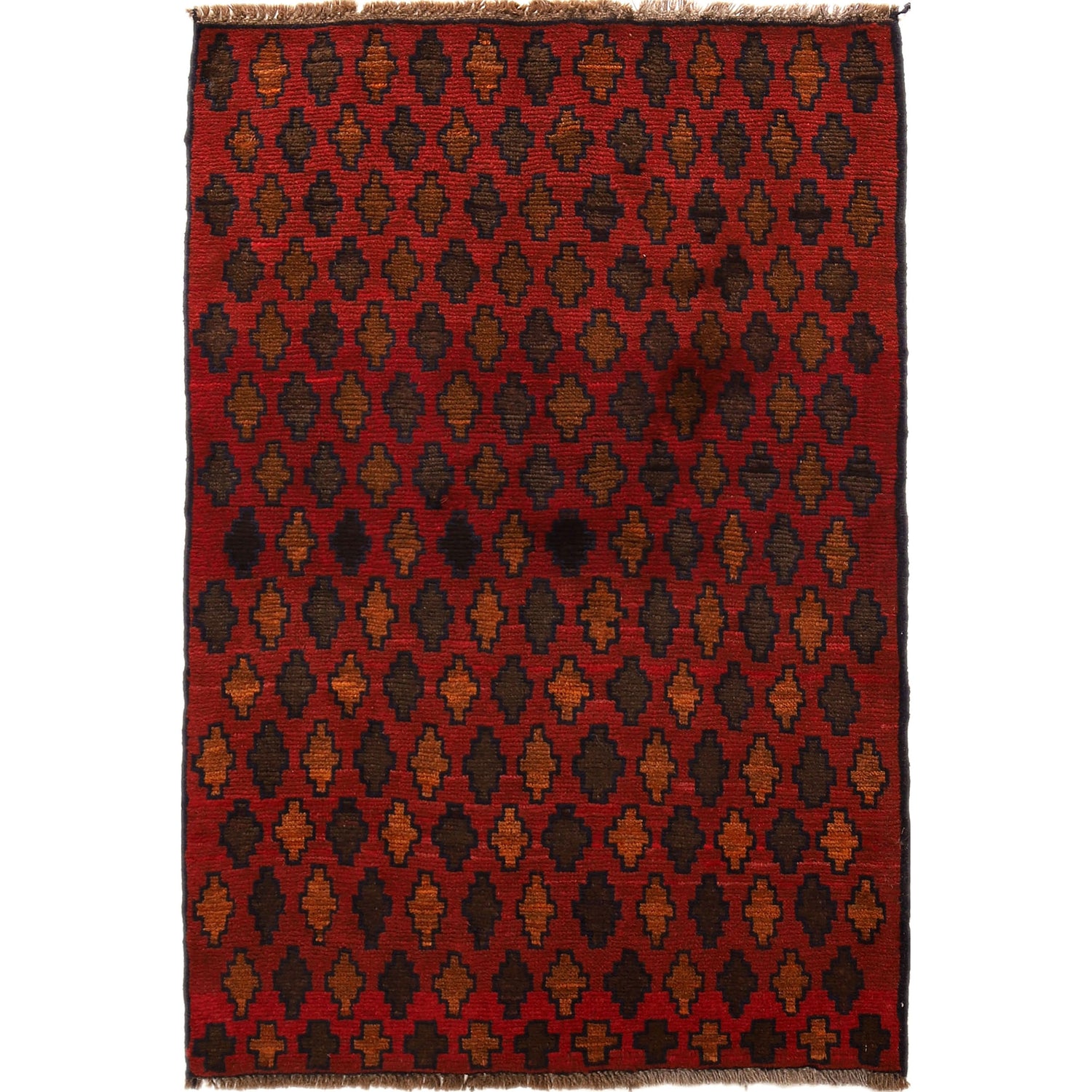 Baluchi Rug Handmade Red Geometric 3x5 ft