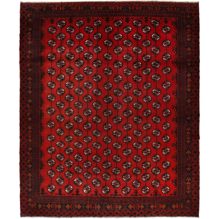 Bokhara Rug Handmade Deep Red Medallion 10x13 ft