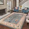 Oushak Area Rug Handmade Aqua Blue Floral 10x13 ft