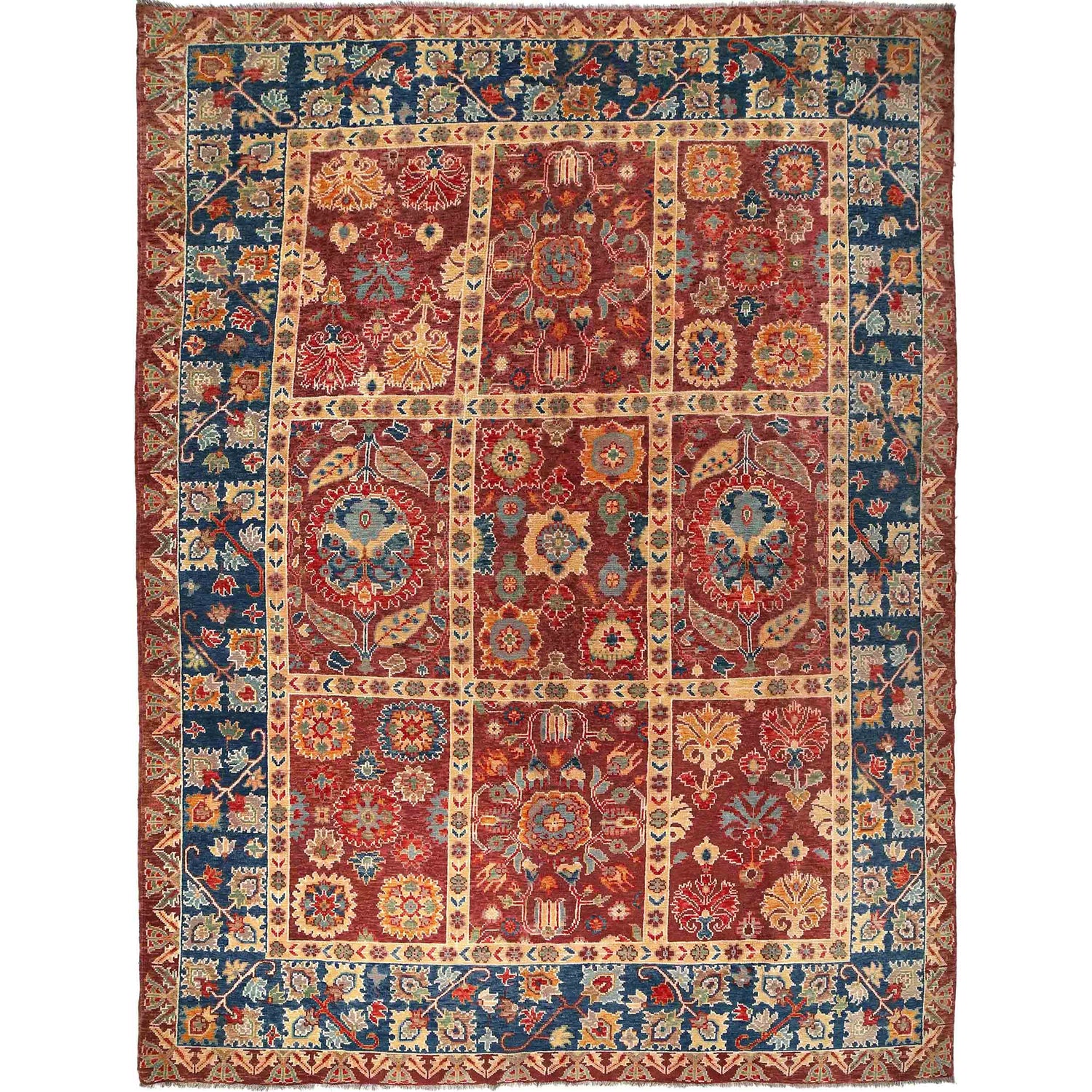 Bakhtiar Area Rug Handmade Burgundy Red Floral 9x12 ft