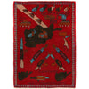 War Area Rug Handmade Red Riffle + Map 2x4 ft