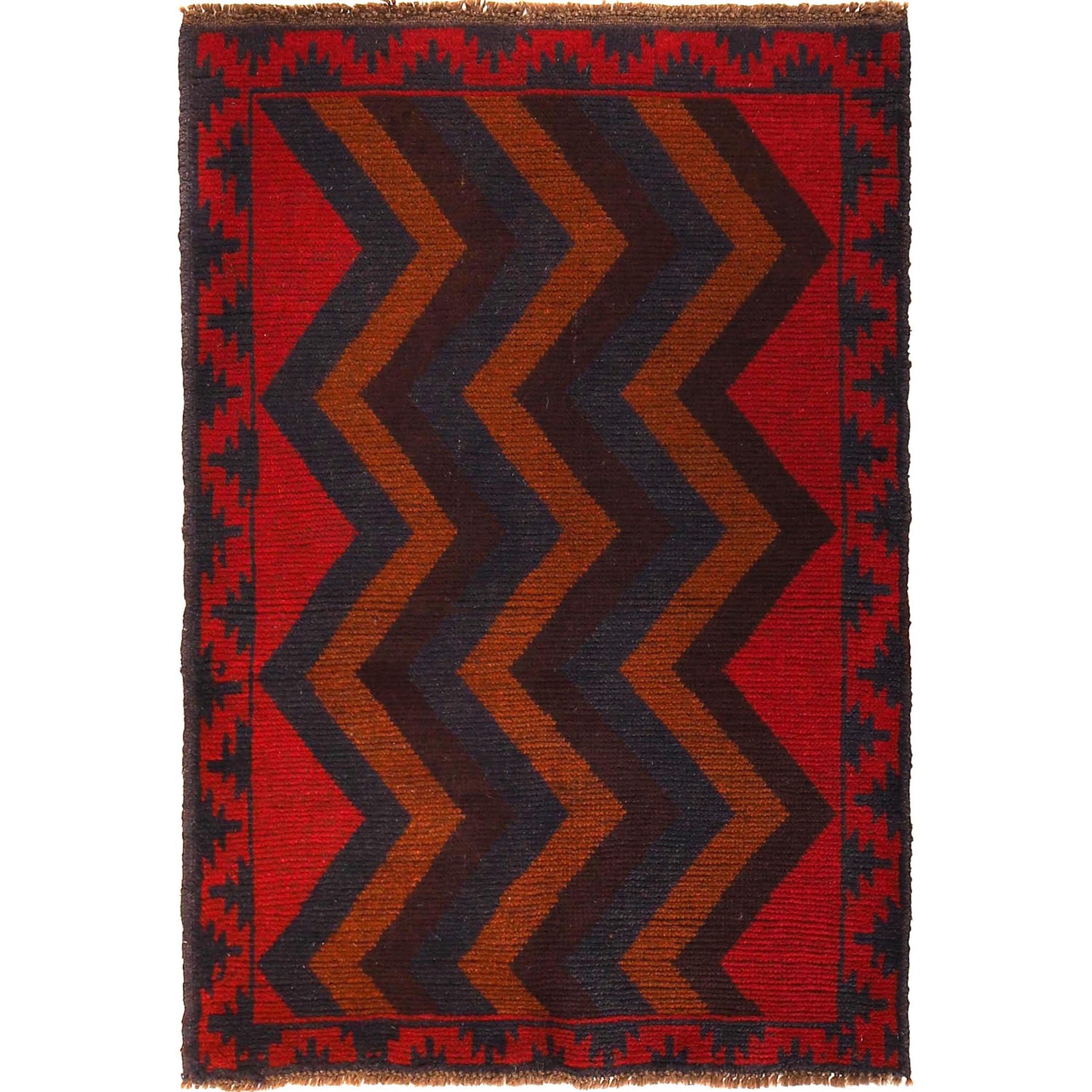 Baluchi Rug Handmade Multi Curvilinear 2x4 ft