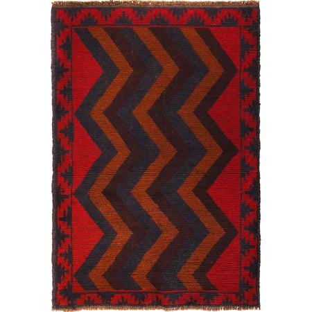 Baluchi Rug Handmade Multi Curvilinear 2x4 ft