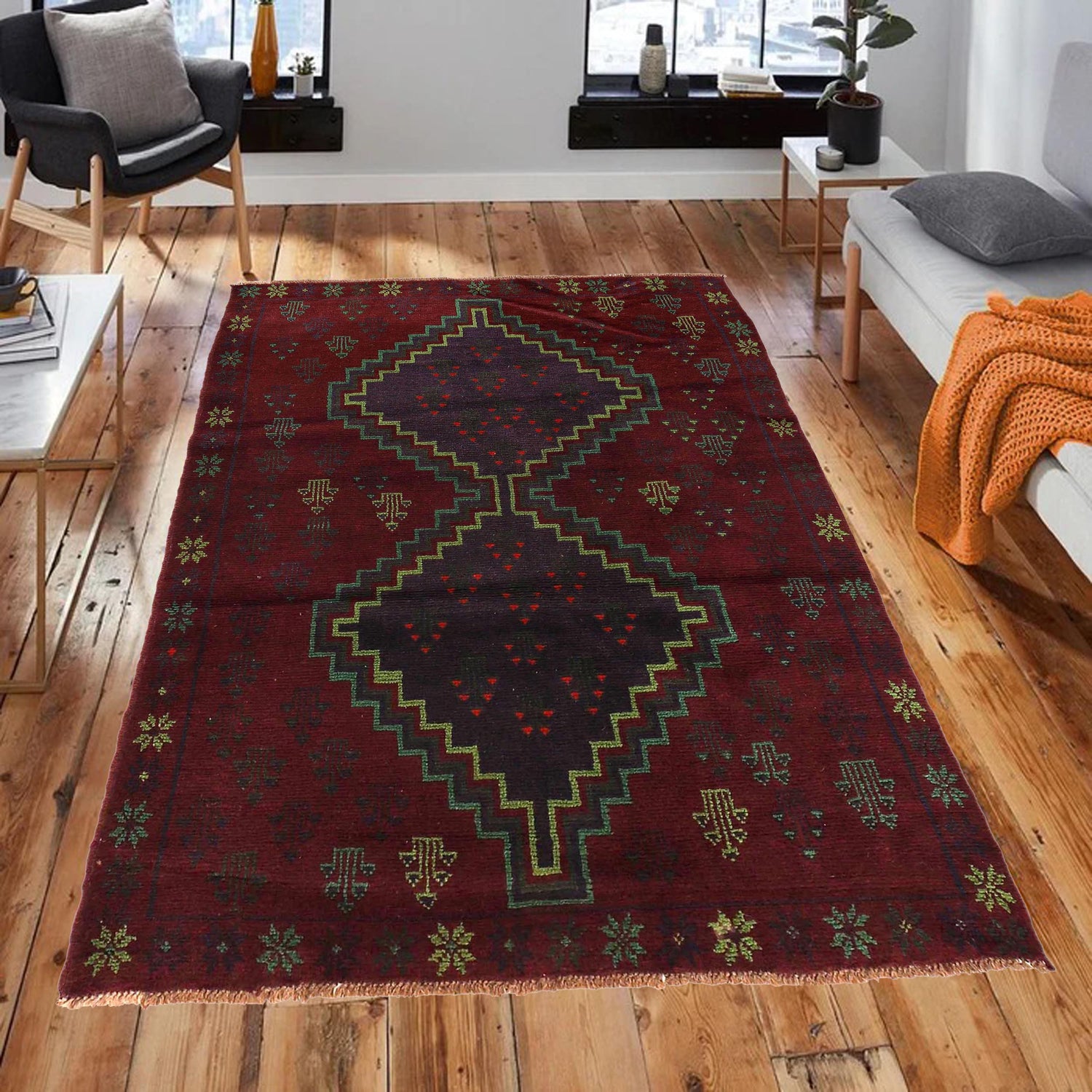 Baluchi Rug Handmade Multi Floral 4x6 ft