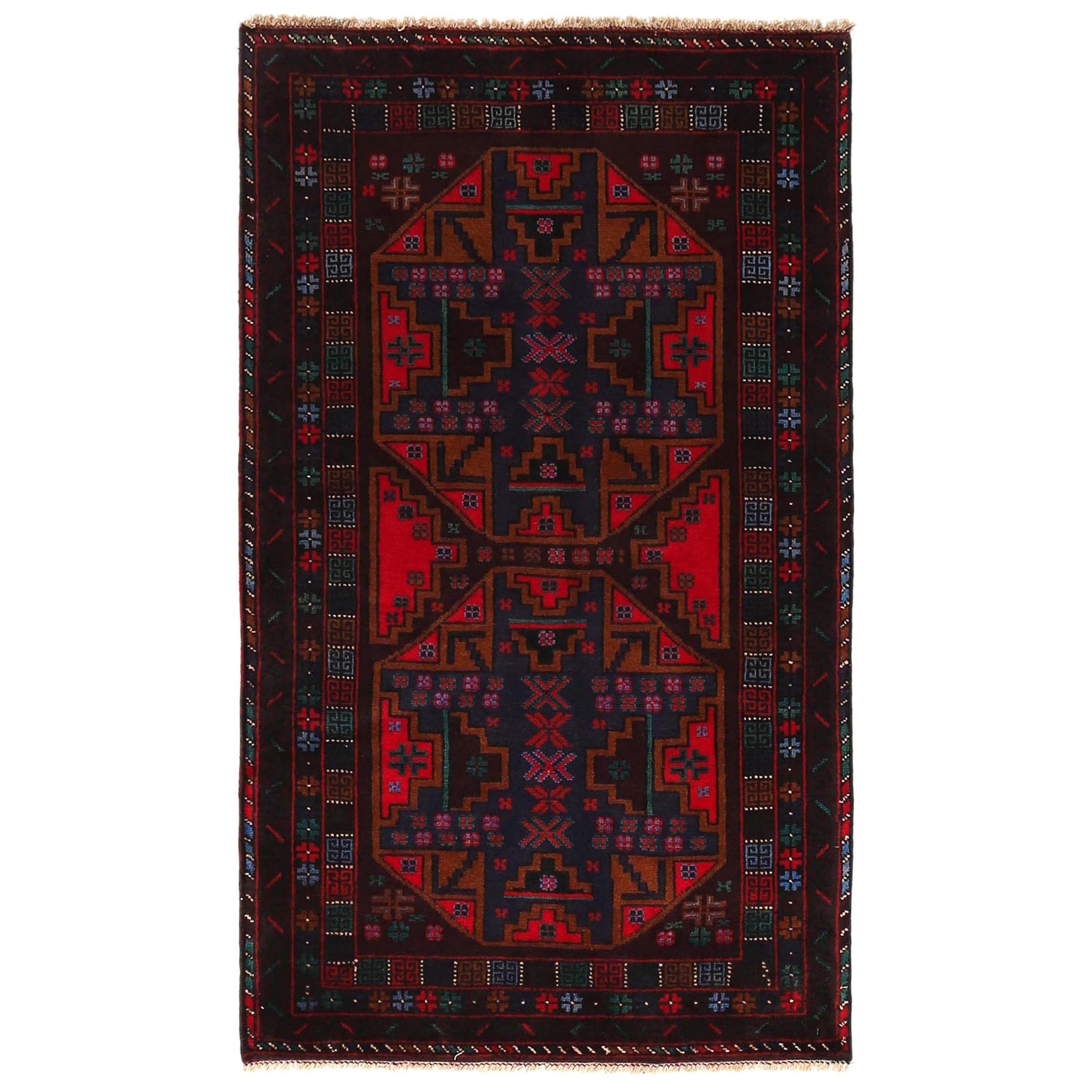 Baluchi Rug Handmade Multi Geometric 3x5 ft