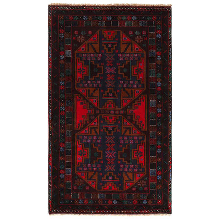 Baluchi Rug Handmade Multi Geometric 3x5 ft