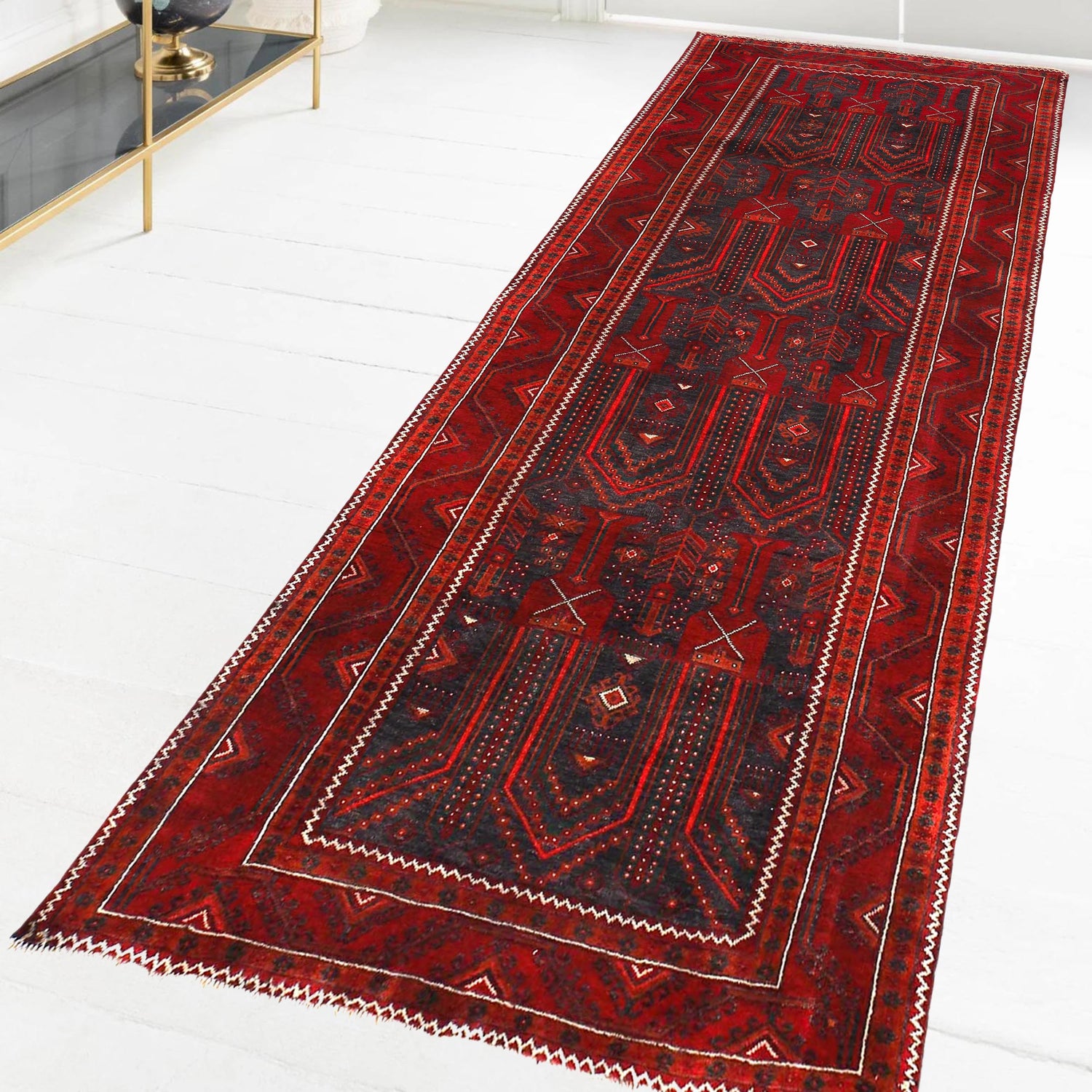 Baluchi Rug Handmade Multi Geometric 10' Runner
