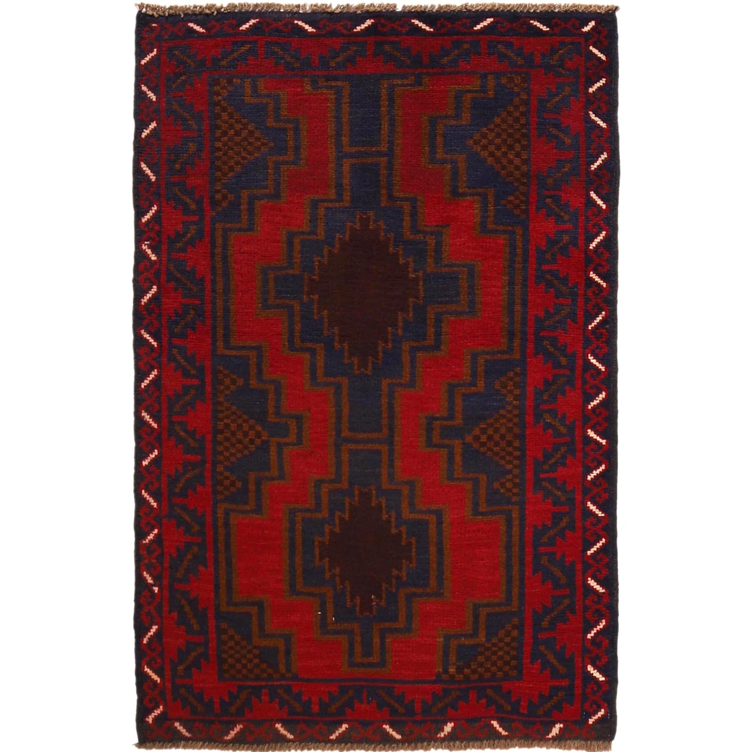 Baluchi Rug Handmade Multi Geometric 2x4 ft