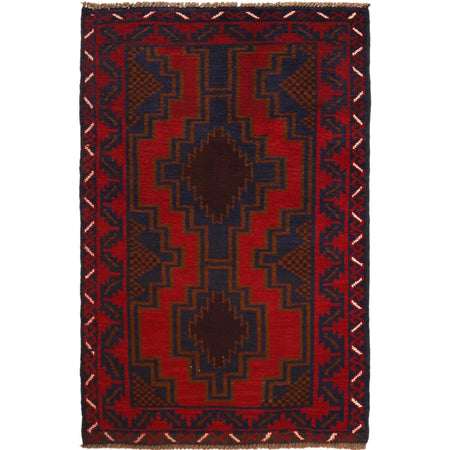 Baluchi Rug Handmade Multi Geometric 2x4 ft